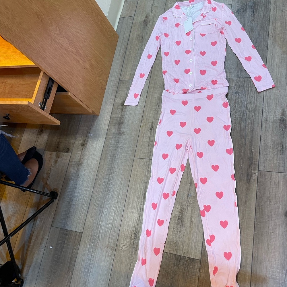 Katie J NYC Pink Heart Pajama Set